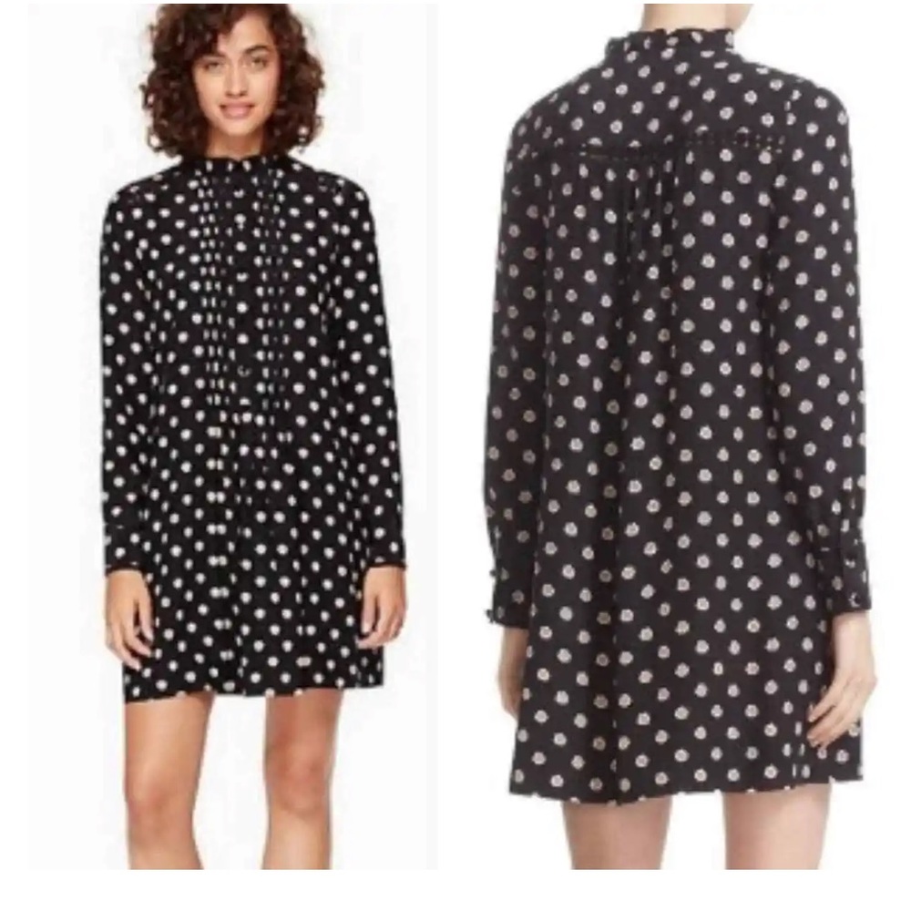 Kate Spade New York Silk Ditzy Swing Dress Black